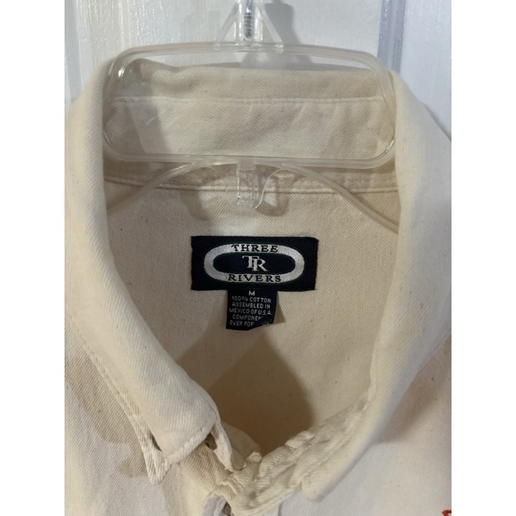 Vintage Three Rivers Button  Shirt Men's John Hersey Embroidered Logo Husky Dogs - Picture 5 of 5